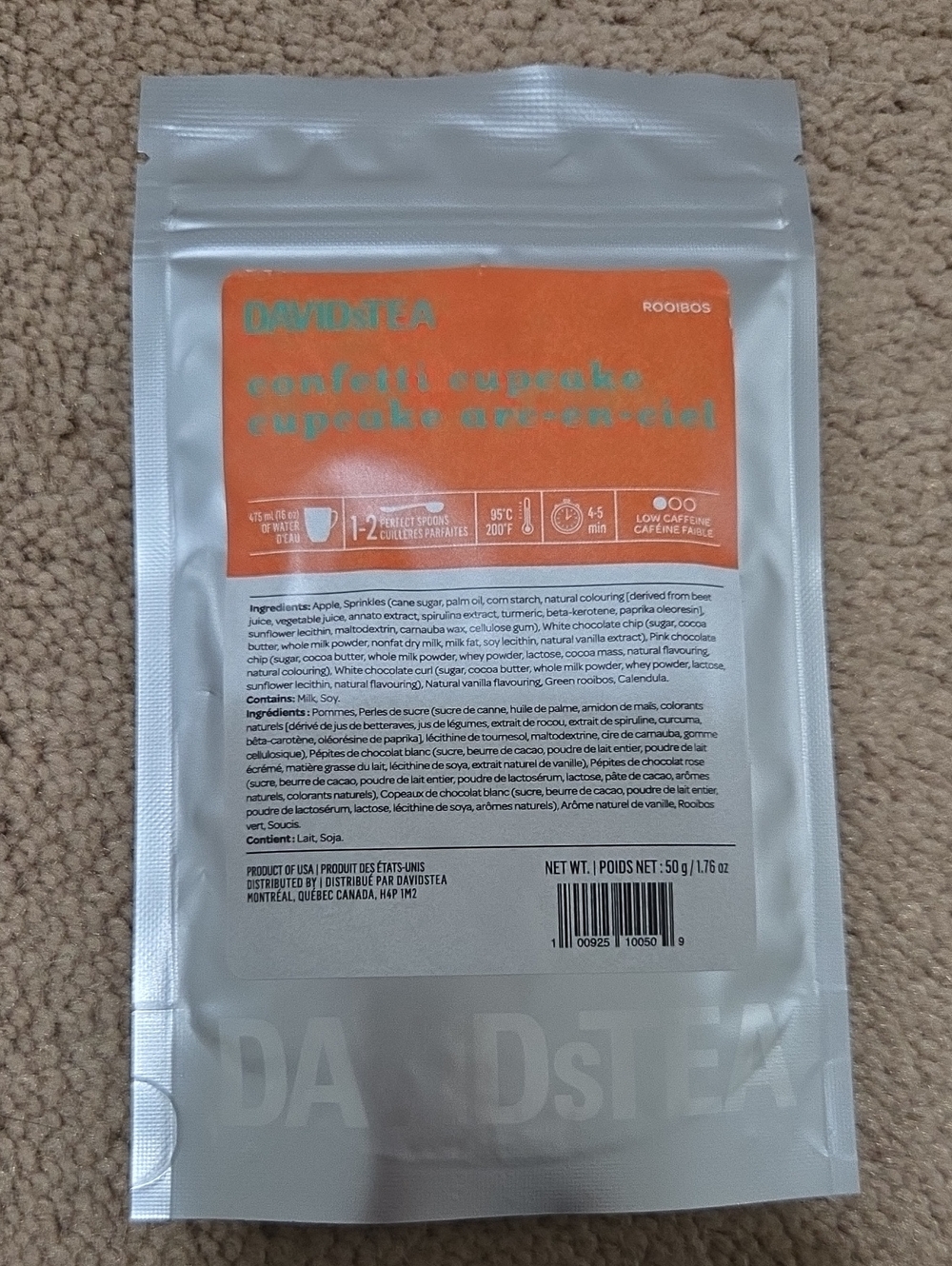 🌞2/$20🌞Sealed Davidstea CONFETTI CUPCAKE Loose Leaf Tea 50g Davids Tea